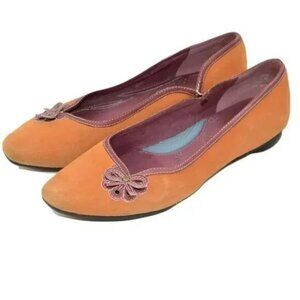 Clarks Squash Nutmeg Orange & Mauve Purple Pink Leather Ballet Shoes Flats 7